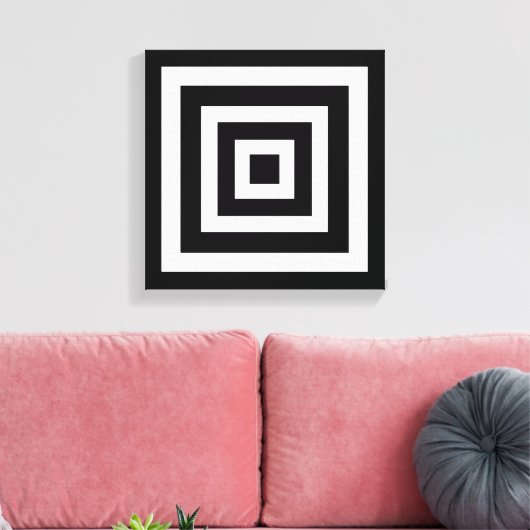 Abstracte kunst met vierkantjes in zwart-wit canvas afdruk (Insitu (Woonkamer))