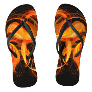 Abstracte kunst met vuurbal teenslippers