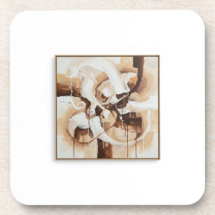 Abstracte kunst met witte, beige en bruine kleuren bier onderzetter