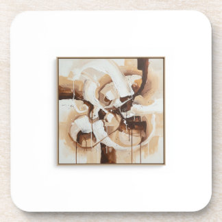 Abstracte kunst met witte, beige en bruine kleuren bier onderzetter