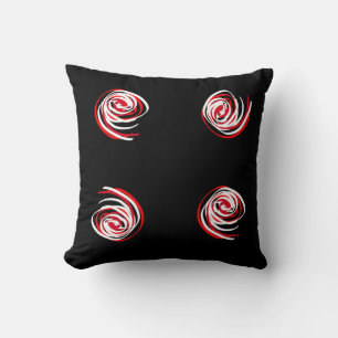 Abstracte Kunst Minimalistische Rode Spiraal Zwart Kussen