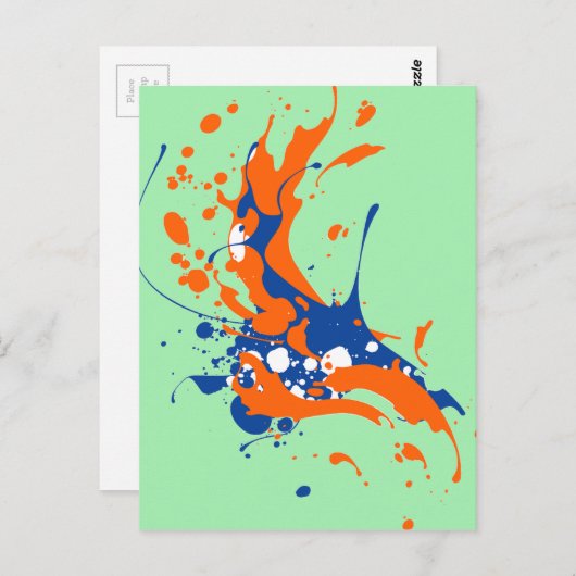 Abstracte kunst Mint Green Modern Art-verfsplash Briefkaart (Voorkant / Achterkant)