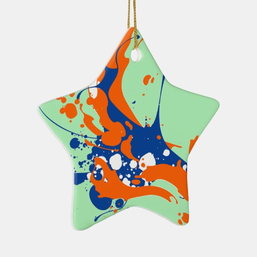 Abstracte kunst Mint Green Modern Art-verfsplash Keramisch Ornament (Rechts)