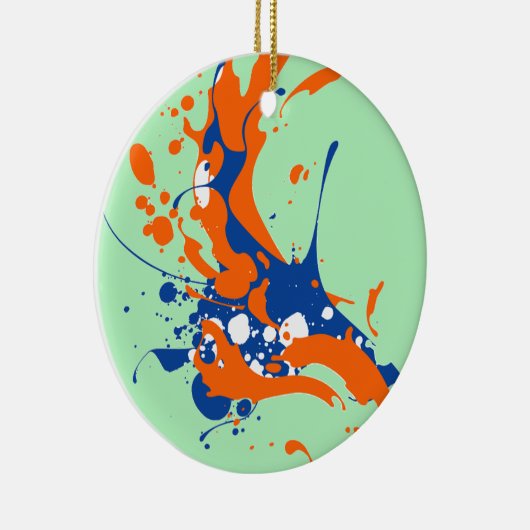Abstracte kunst Mint Green Modern Art-verfsplash Keramisch Ornament (Rechts)