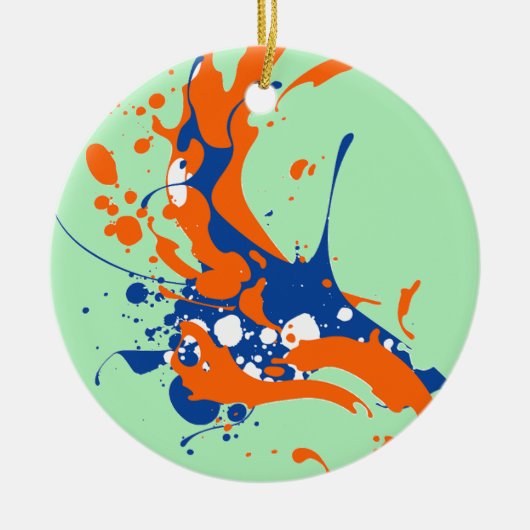 Abstracte kunst Mint Green Modern Art-verfsplash Keramisch Ornament (Voorkant)