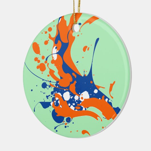 Abstracte kunst Mint Green Modern Art-verfsplash Keramisch Ornament (Links)