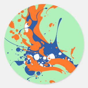 Abstracte kunst Mint Green Modern Art-verfsplash Ronde Sticker
