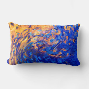 abstracte kunst modern blauw en geel hoofdkussen kussen