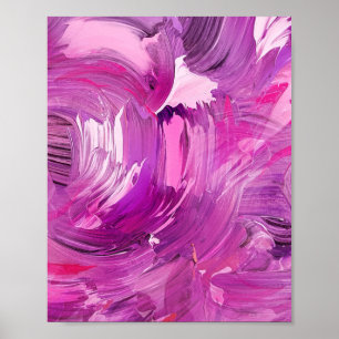 Abstracte Kunst Modern Paars Roze Wit Poster
