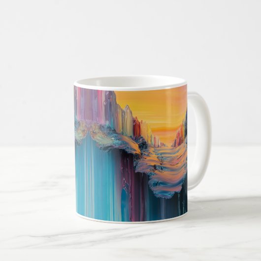 Abstracte kunst Mok, kleurrijke landschap Mok, Uni Koffiemok (Voorkant rechts)