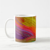 Abstracte Kunst mok met oranje, groene, rode kleur (Links)