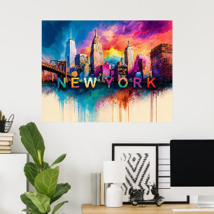 Abstracte kunst New York City Poster