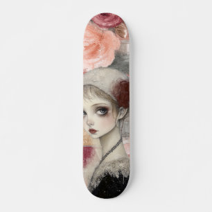 Abstracte kunst noodlijdende grunge girl mixed med skateboard
