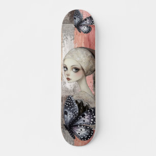 Abstracte kunst noodlijdende grunge girl mixed med skateboard