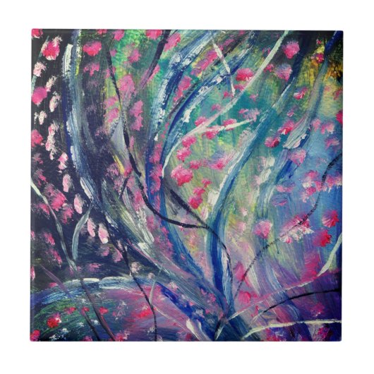 Abstracte kunst olieverf tegeltje (Voorkant)