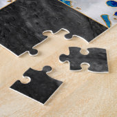 Abstracte kunst op de schaak - blauwe marmer legpuzzel (Zijkant)