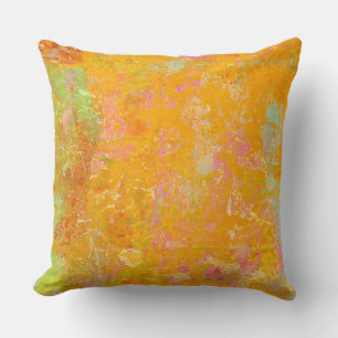 Abstracte kunst Oranje gele roze rood groen schild Kussen