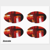 Abstracte kunst ovale sticker (Vel)