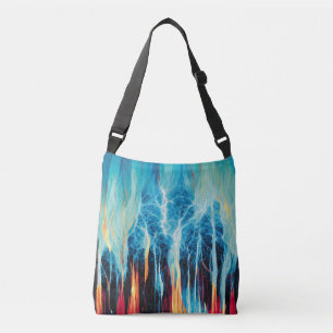 Abstracte kunst Pattern Red en Blue Electric Energ Crossbody Tas