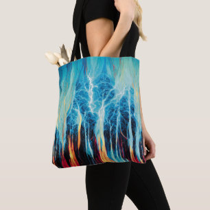 Abstracte kunst Pattern Red en Blue Electric Energ Draagtas