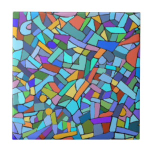 Abstracte kunst Prachtige, kleurrijke blauwe mozaï Tegeltje