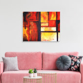 Abstracte kunst quad gewikkeld canvas set (Insitu (Woonkamer))