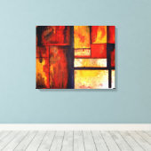 Abstracte kunst quad gewikkeld canvas set (Insitu (Houten vloer))