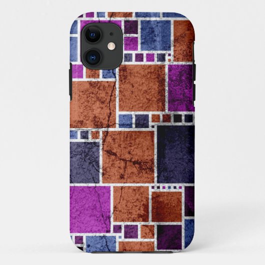 Abstracte kunst | Retro Squares Cracked Wall Case-Mate iPhone Case (Achterkant)