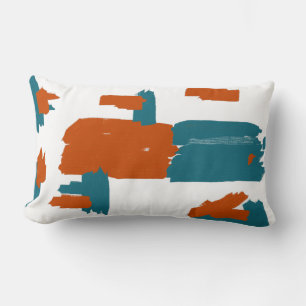 Abstracte kunst rode donker turquoise blokken kuss kussen