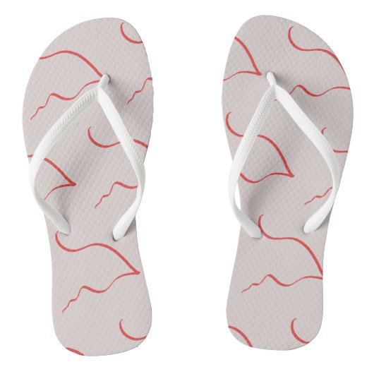 Abstracte Kunst Rode Schetspatroon Flip Flops (Voetbed)