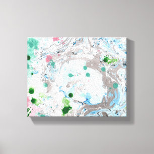 Abstracte kunst Roze Blauw Groen Wit Trendy Modern Canvas Afdruk