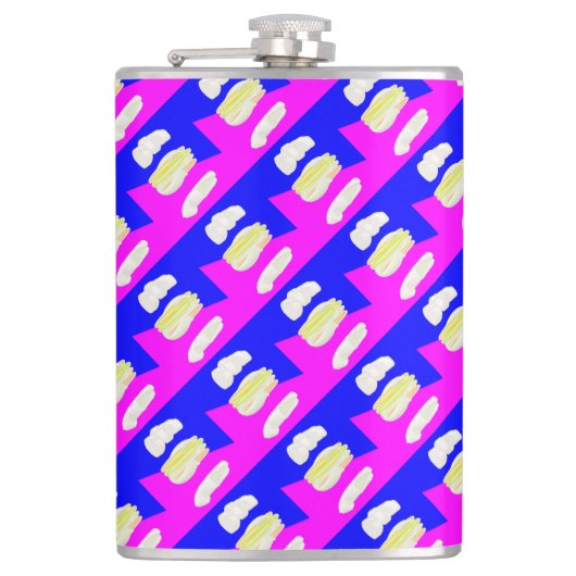 ABSTRACTE KUNST ROZE EN KONINKLIJK BLAUW HEUPFLES (Voorkant)