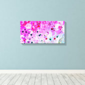 Abstracte kunst roze roodgroene moderne trendy canvas afdruk (Insitu (Houten vloer))