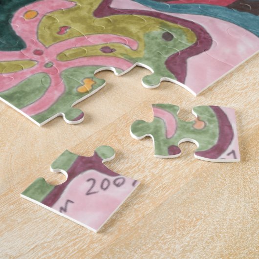 abstracte kunst "Roze stemming" Legpuzzel (Zijkant)