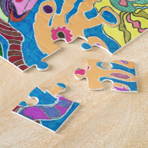 abstracte kunst "Roze winkels" Legpuzzel