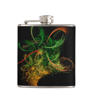 Abstracte kunst ruimte bloemen heupfles