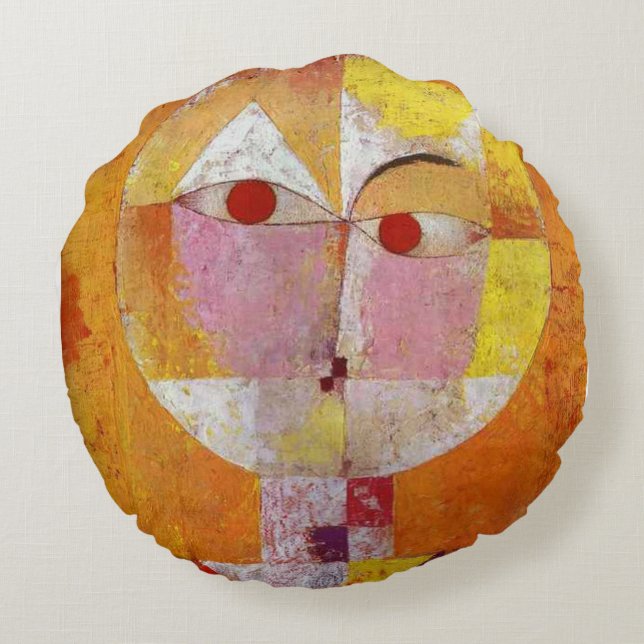 Abstracte  kunst ~ Senecio Cushions Rond Kussen (Achterkant)