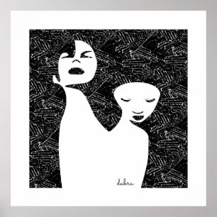 Abstracte kunst Twee zwarte vrouwen Poster