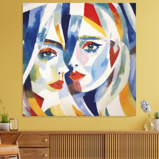 Abstracte kunst Twins Canvas Afdruk (Insitu (Woonkamer))
