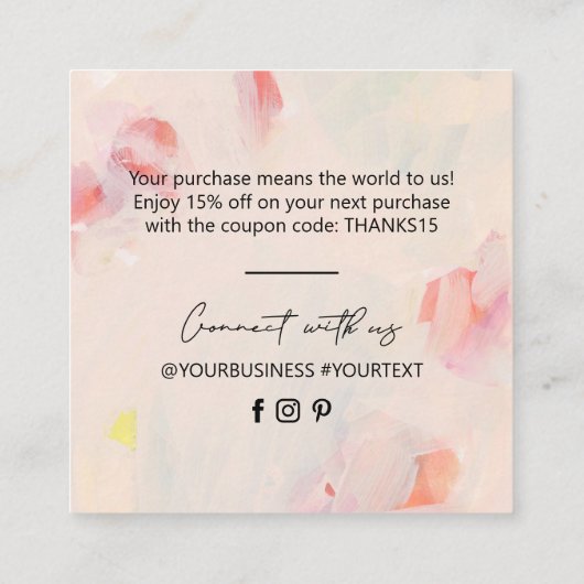 Abstracte Kunst Unique Business Dank u invoegen Ka Vierkante Visitekaartje (Achterkant)