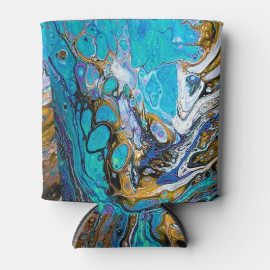 Abstracte kunst van de rivier de Turquoise, water Blikjeskoeler (Voorkant)
