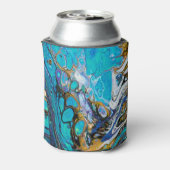 Abstracte kunst van de rivier de Turquoise, water  Blikjeskoeler (Blikje Achterkant)