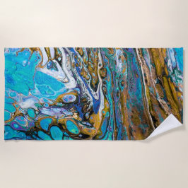 Abstracte kunst van de rivier de Turquoise, water  Strandlaken
