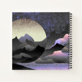 Abstracte kunst van de Whimsical Moon en Mountains Notitieboek (Achterkant)