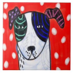 Abstracte kunst van een leuk puppy tegeltje
