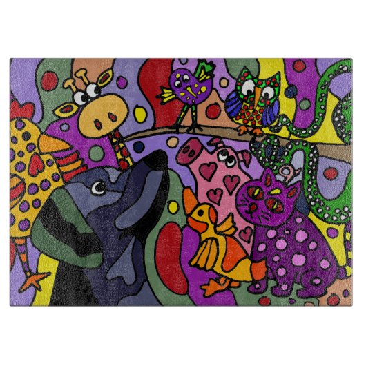 Abstracte kunst van geweldige dieren snijplank (Voorkant)