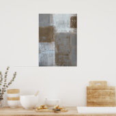 abstracte kunst van grijs en beige poster (Keuken)