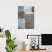 abstracte kunst van grijs en beige poster (Thuiskantoor)