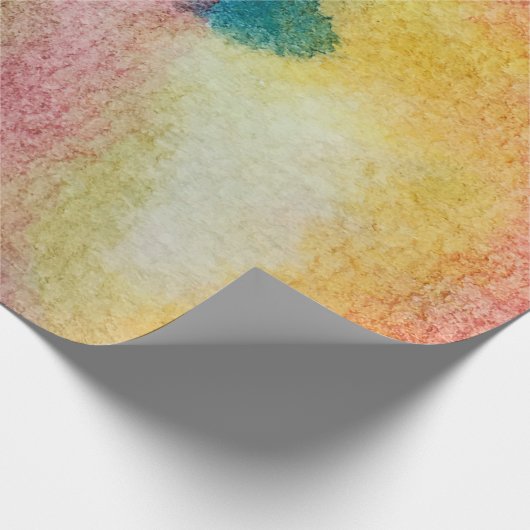 Abstracte kunst van kleurrijke heldere inkt en wat cadeaupapier (Hoek)