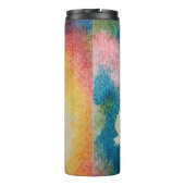 Abstracte kunst van kleurrijke heldere inkt en wat thermosbeker (Achterkant)